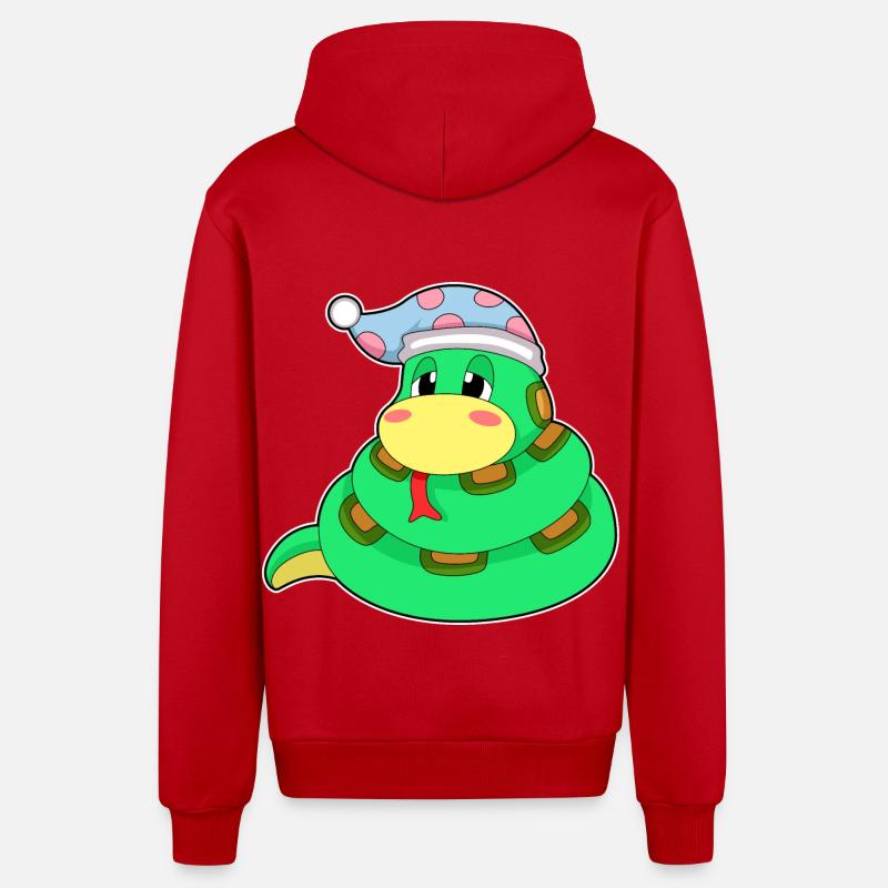 Snake Sleeping Nightcap - Organic Relaxed Hooded Jacket Made in EU - red