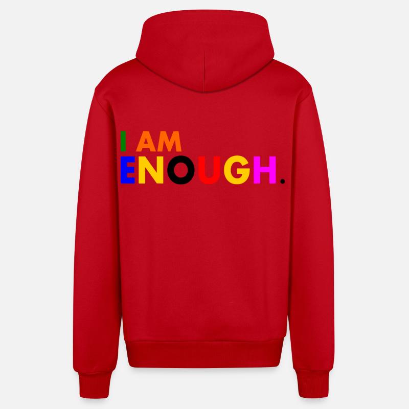 I am enough - Veste à capuche bio décontractée fabriquée en UE - rouge