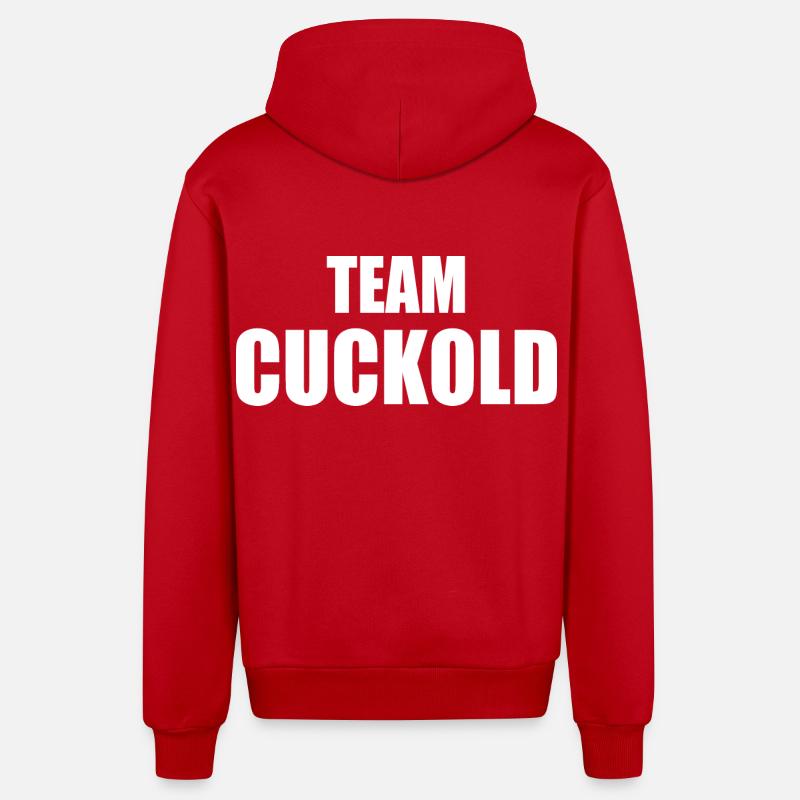 Team cuckold - Veste à capuche bio décontractée fabriquée en UE - rouge