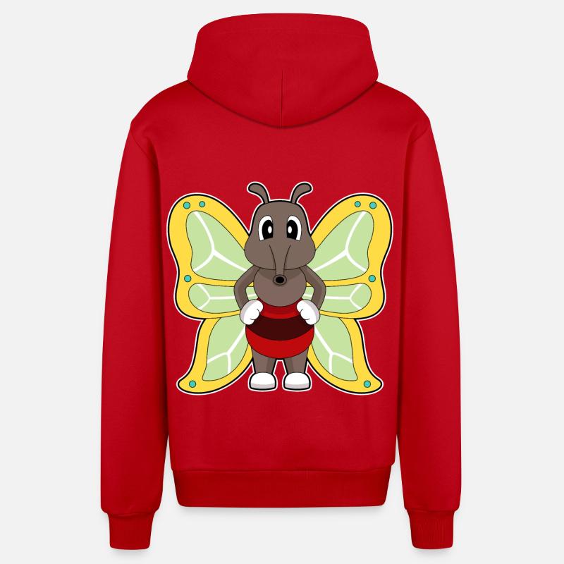 Moustique papillon - Veste à capuche bio décontractée fabriquée en UE - rouge