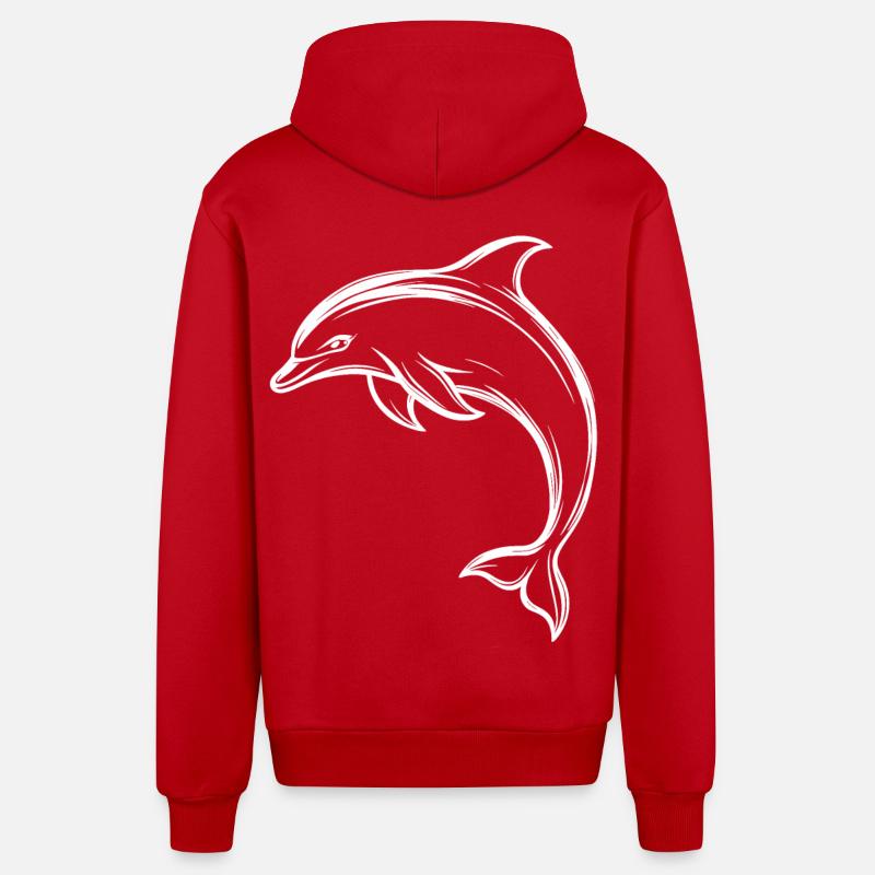 Dauphin, Mignon Dauphin - Veste à capuche bio décontractée fabriquée en UE - rouge