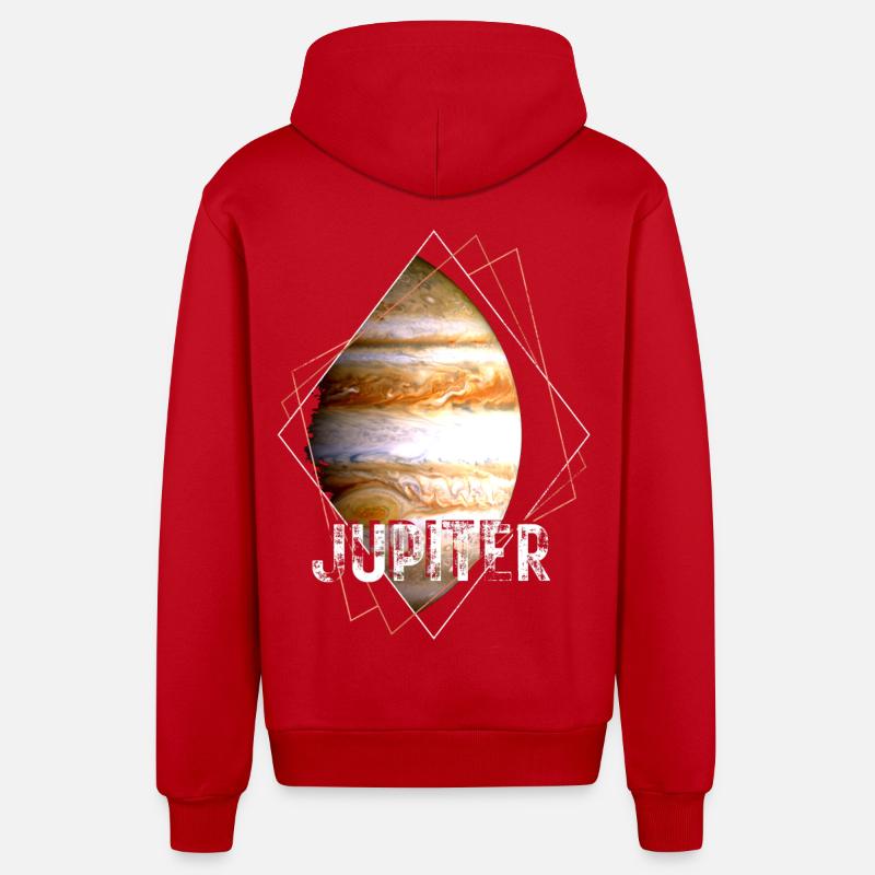 Jupiter Planet Solar System - Organic Relaxed Hooded Jacket Made in EU - red