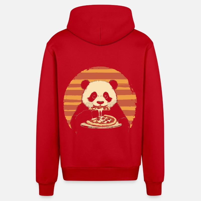 Panda mange de la pizza - Veste à capuche bio décontractée fabriquée en UE - rouge