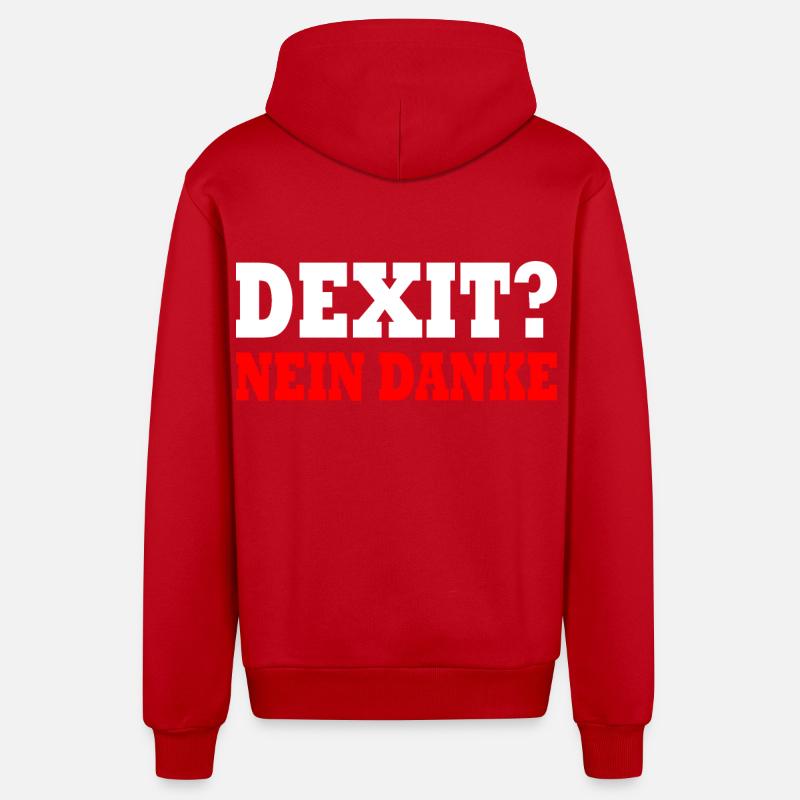 Dexit no thanks - Organic Relaxed Hooded Jacket Made in EU - red