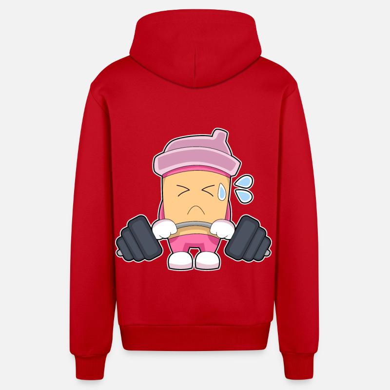 Café Musculation Barbell - Veste à capuche bio décontractée fabriquée en UE - rouge