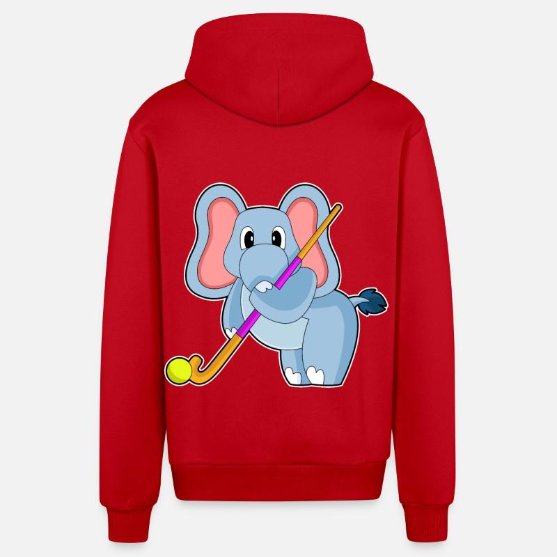Bâton de hockey Elephant - Veste à capuche bio décontractée fabriquée en UE - rouge