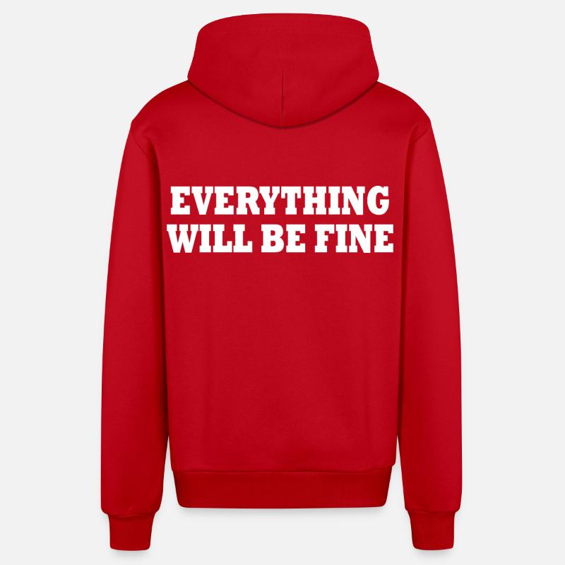 everything will be fine - Organic Relaxed Hooded Jacket Made in EU - red