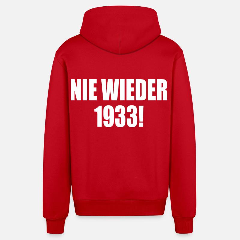 Plus jamais 1933 - Veste à capuche bio décontractée fabriquée en UE - rouge