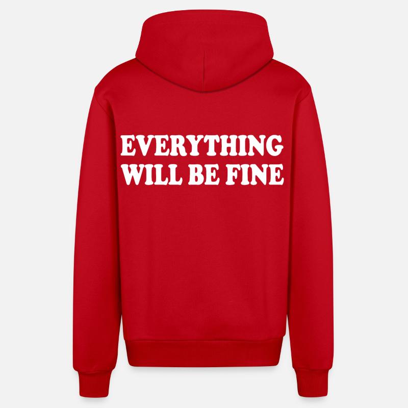 everything will be fine - Organic Relaxed Kapuzenjacke Made in EU - Rot
