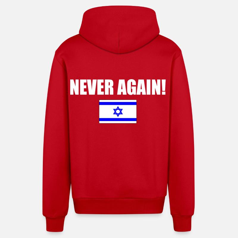 Never again - israel - Veste à capuche bio décontractée fabriquée en UE - rouge