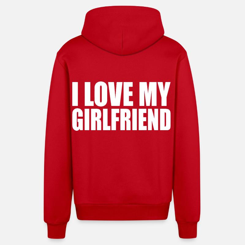 I love my girlfriend - Veste à capuche bio décontractée fabriquée en UE - rouge