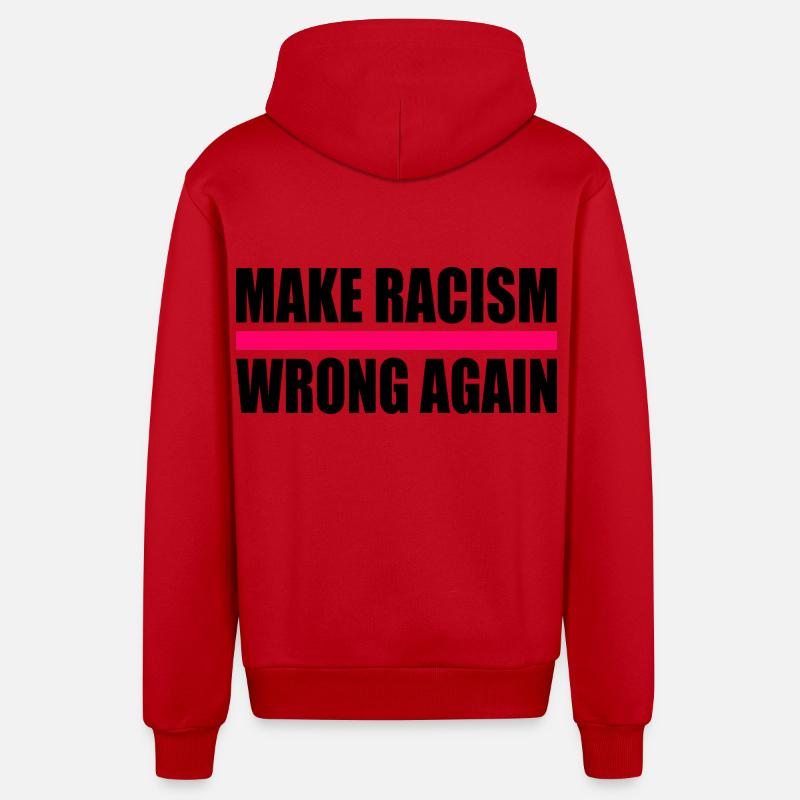 make racism wrong again - Veste à capuche bio décontractée fabriquée en UE - rouge