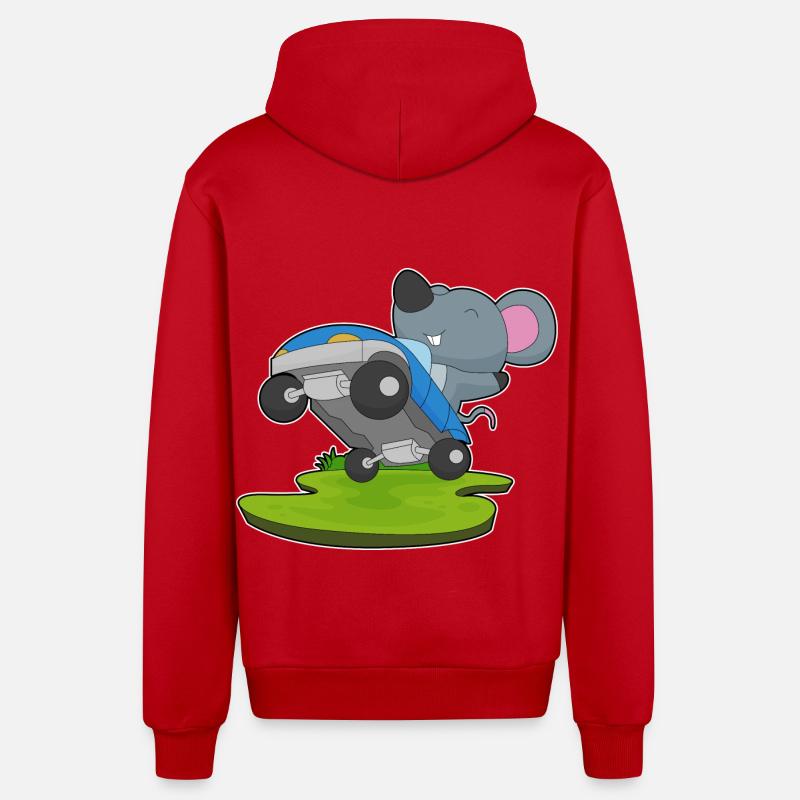Maus Auto - Organic Relaxed Kapuzenjacke Made in EU - Rot