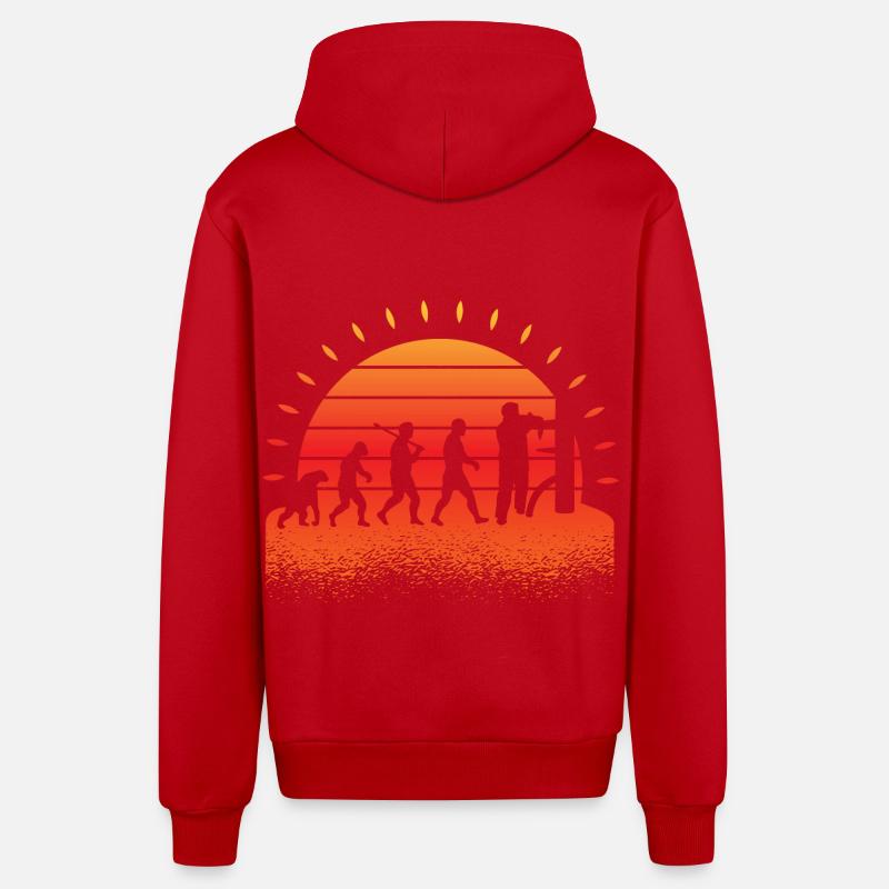 Évolution du Wing Chun - Veste à capuche bio décontractée fabriquée en UE - rouge