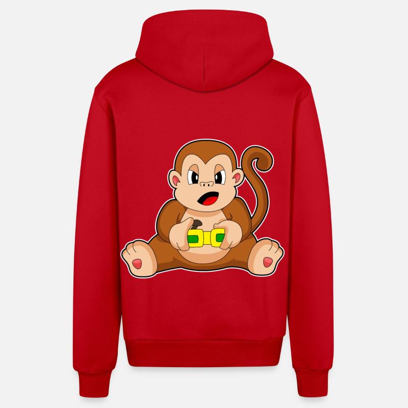 Affe Gamer Controller - Organic Relaxed Kapuzenjacke Made in EU - Rot