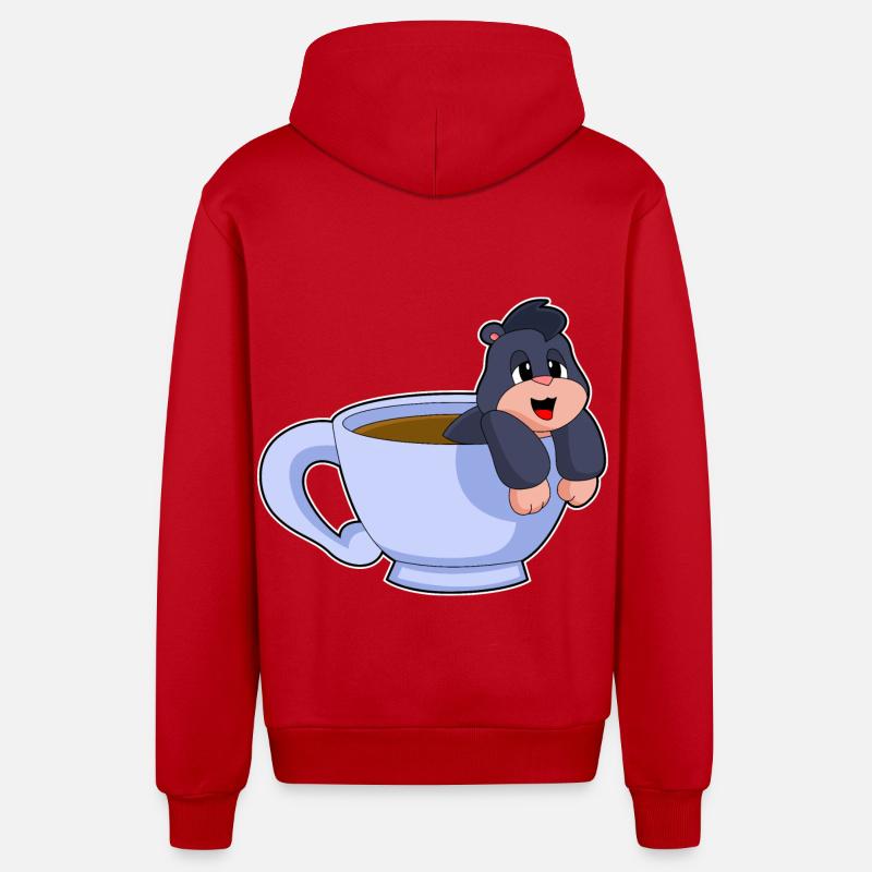 Mole Coffee Mug - Organic Relaxed Hooded Jacket Made in EU - red