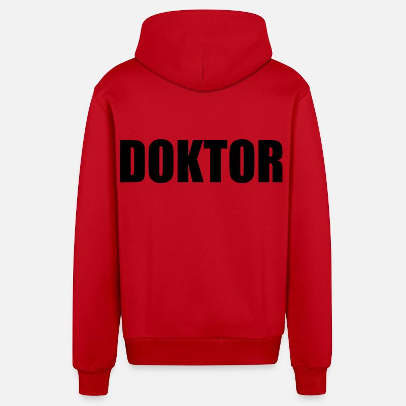 Doktor - Veste à capuche bio décontractée fabriquée en UE - rouge