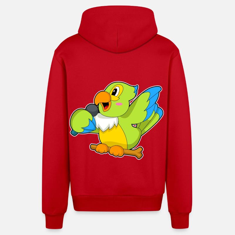 Parrot Singer Microphone - Veste à capuche bio décontractée fabriquée en UE - rouge