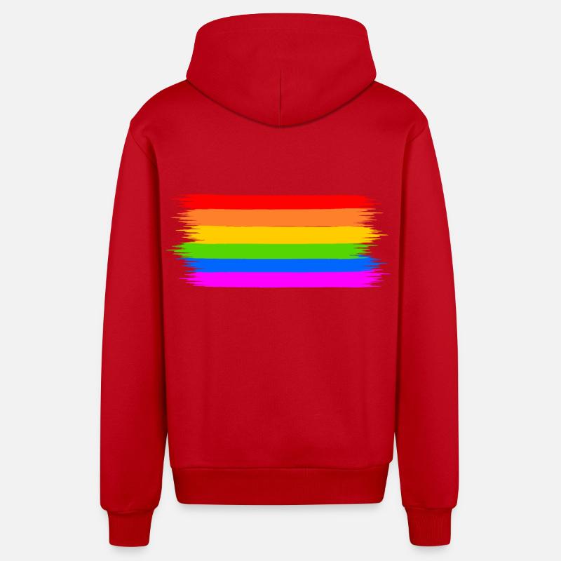 drapeau arc-en-ciel - Veste à capuche bio décontractée fabriquée en UE - rouge