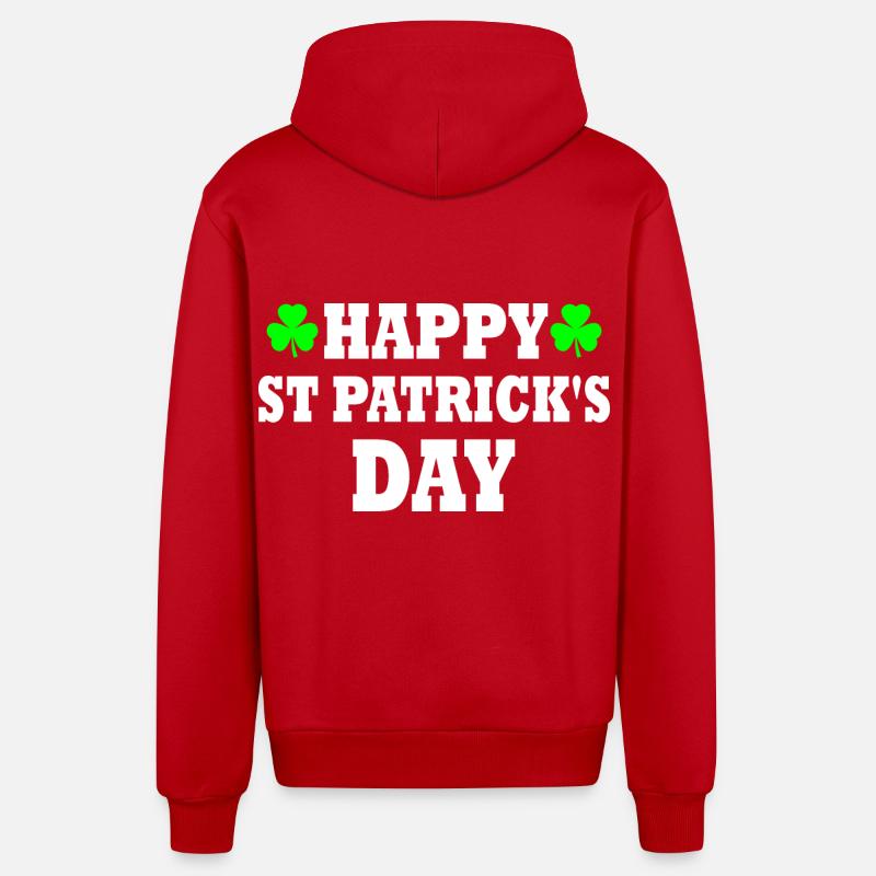 happy st patrick's day - Veste à capuche bio décontractée fabriquée en UE - rouge