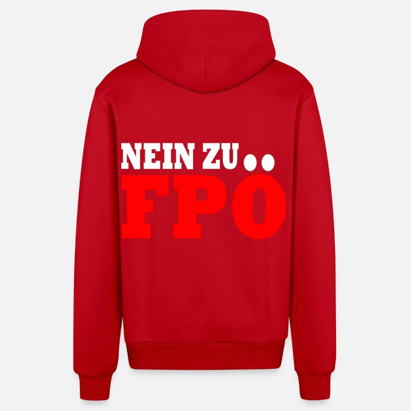 Non à fpö - Veste à capuche bio décontractée fabriquée en UE - rouge