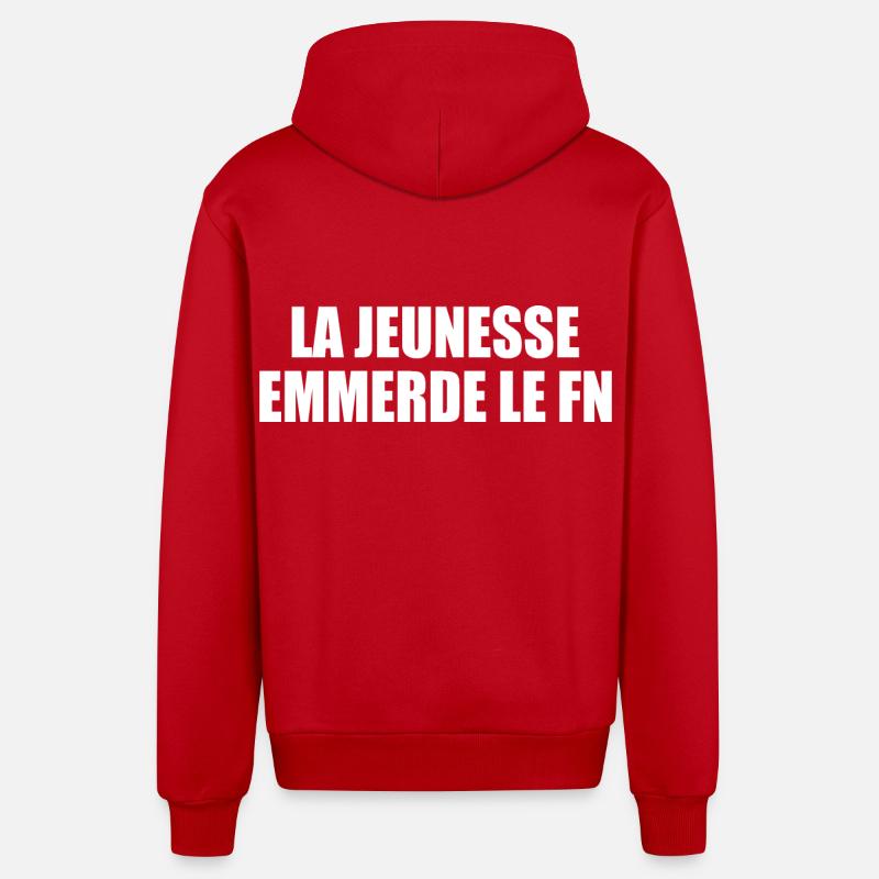 la jeunesse emmerde front national - Veste à capuche bio décontractée fabriquée en UE - rouge
