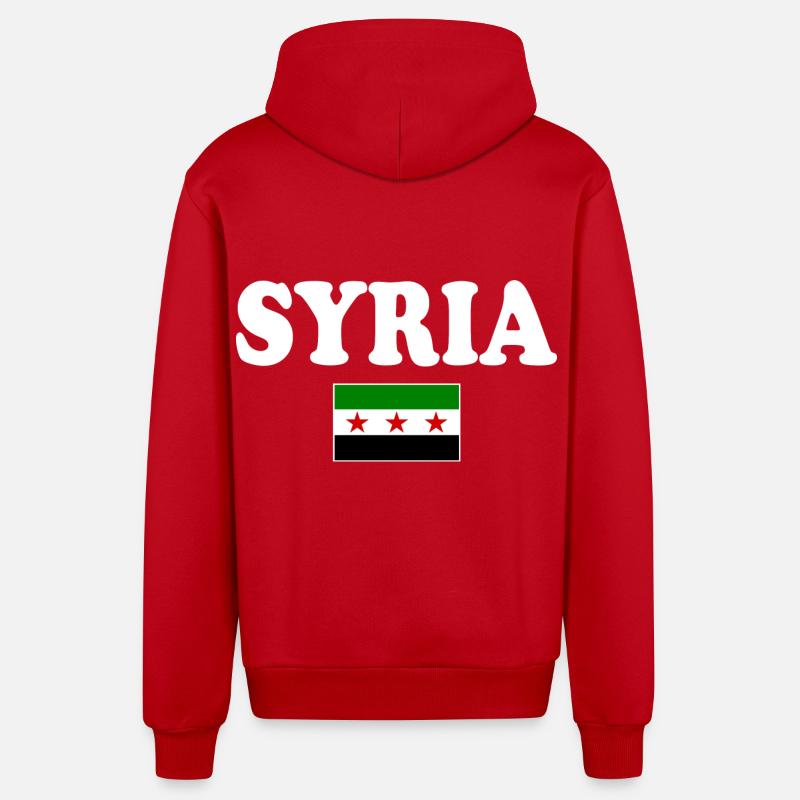 Drapeau de la Syrie - Veste à capuche bio décontractée fabriquée en UE - rouge