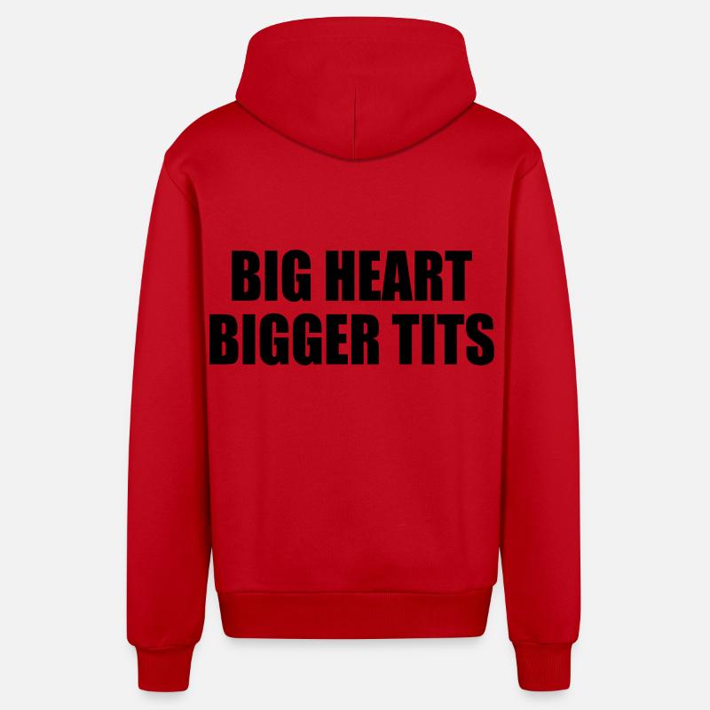 big heart bigger tits - Veste à capuche bio décontractée fabriquée en UE - rouge