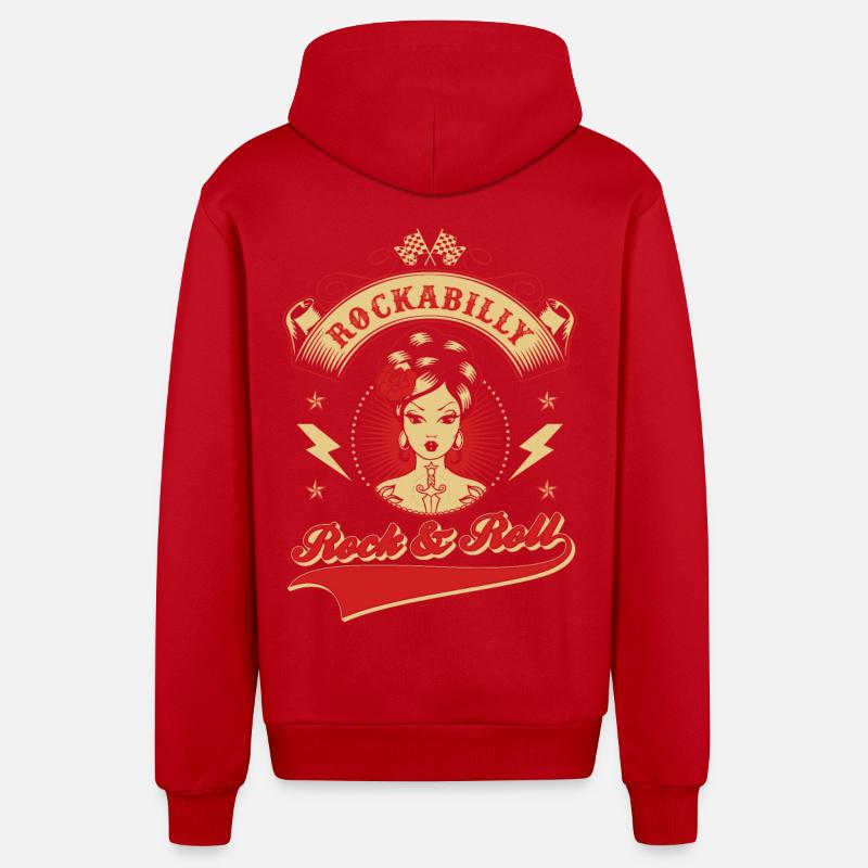 Rockabilly Rock & Roll - Veste à capuche bio décontractée fabriquée en UE - rouge