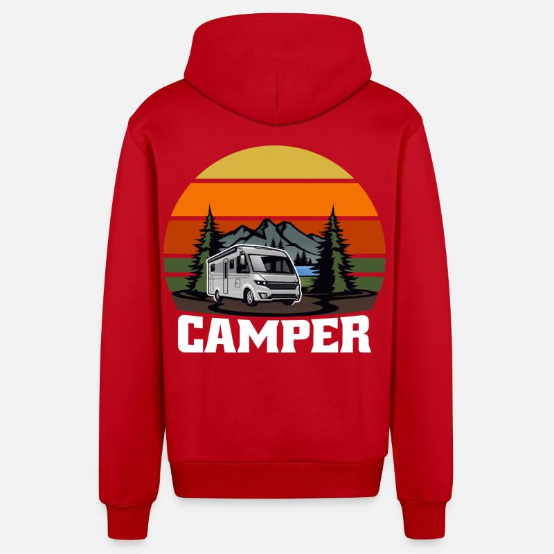 Camper Camperin Wohnwagen Geschenk - Organic Relaxed Kapuzenjacke Made in EU - Rot