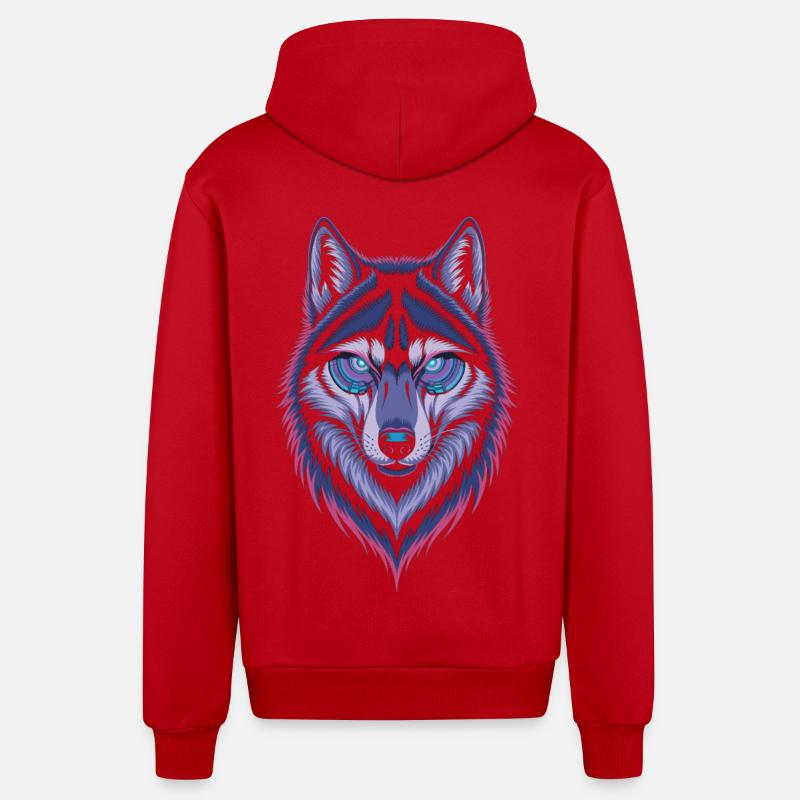 Art Techno Loup - Veste à capuche bio décontractée fabriquée en UE - rouge