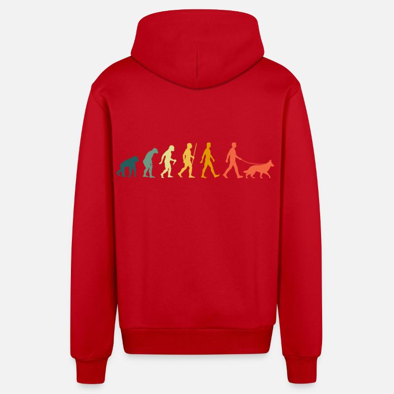 Retro Schäferhund Evolution Schäferhunde - Organic Relaxed Kapuzenjacke Made in EU - Rot