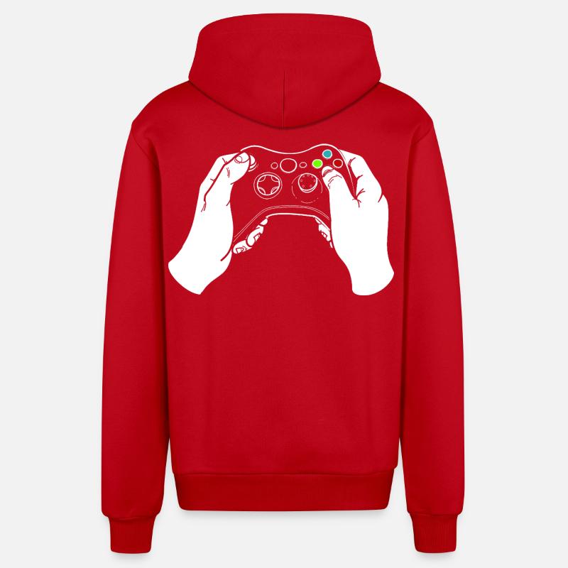 Manettes de jeu - Veste à capuche bio décontractée fabriquée en UE - rouge