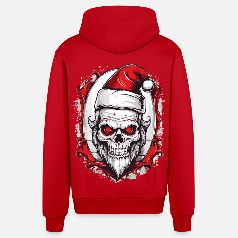 Crâne Père Noël - Veste à capuche bio décontractée fabriquée en UE - rouge
