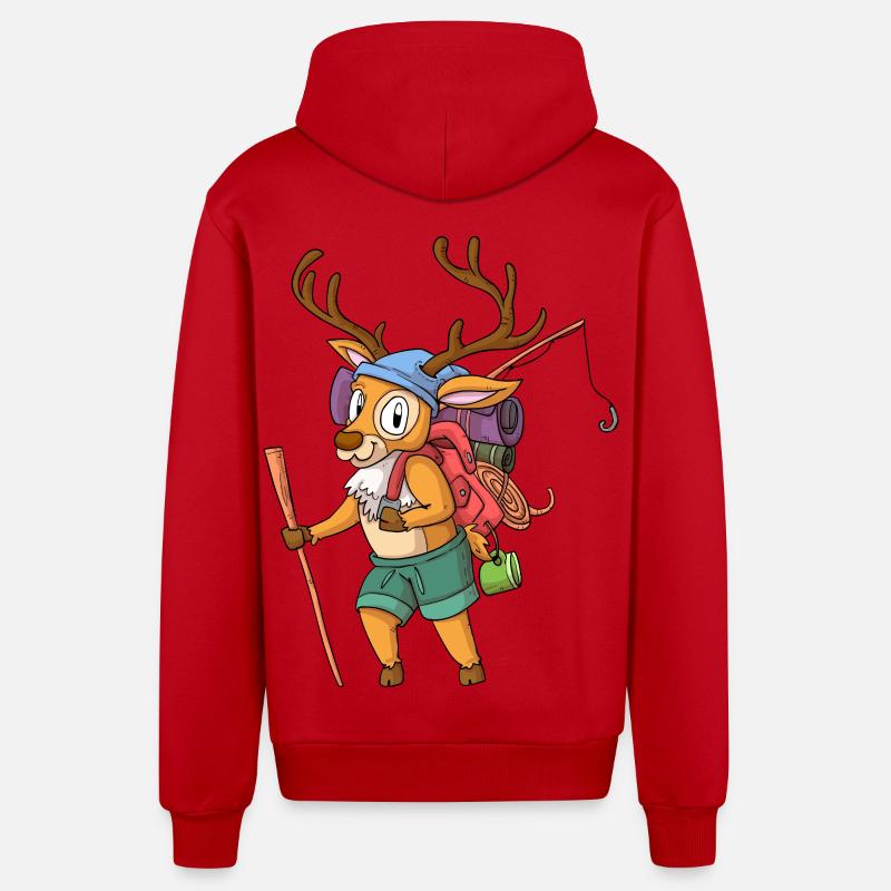 Cerf errant / Cerf errant - Veste à capuche bio décontractée fabriquée en UE - rouge
