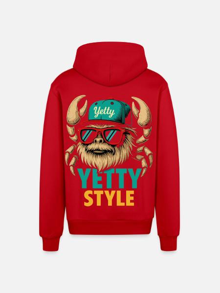 Yetty Style Yeti Graphic - Organic Relaxed Hooded Jacket Made in EU - red