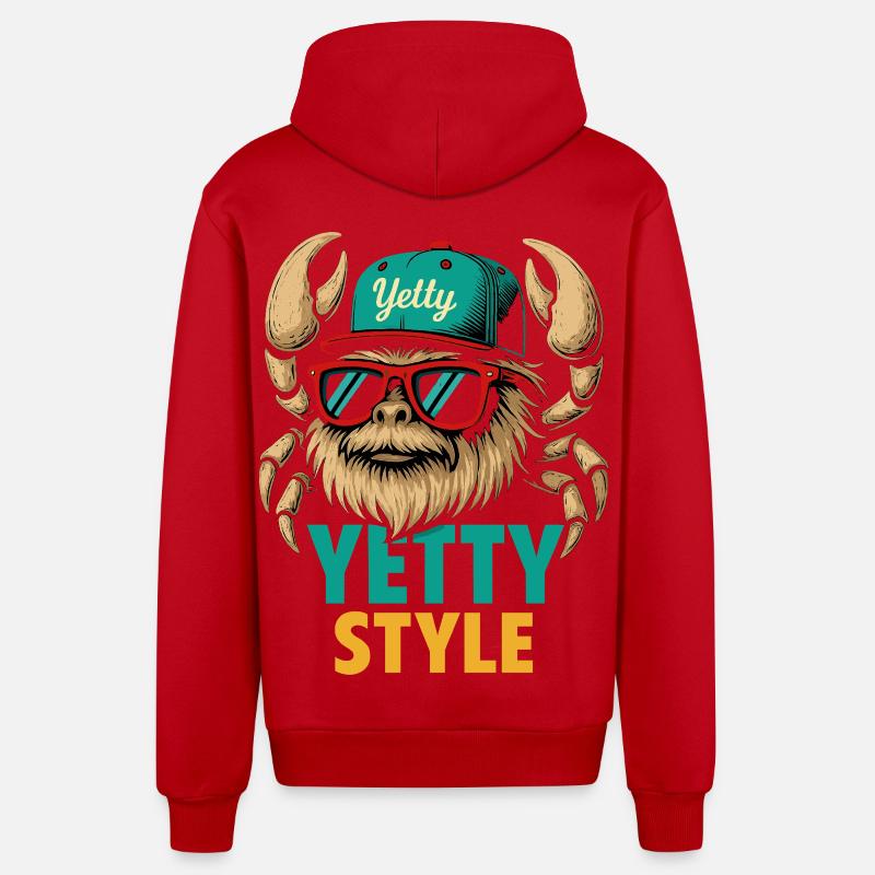 Graphisme Yeti Style Yetty - Veste à capuche bio décontractée fabriquée en UE - rouge
