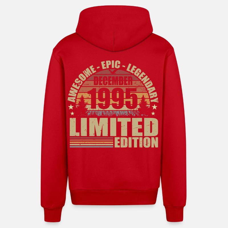 Décembre 1995 - Édition Limitée Décembre 1995 - Veste à capuche bio décontractée fabriquée en UE - rouge
