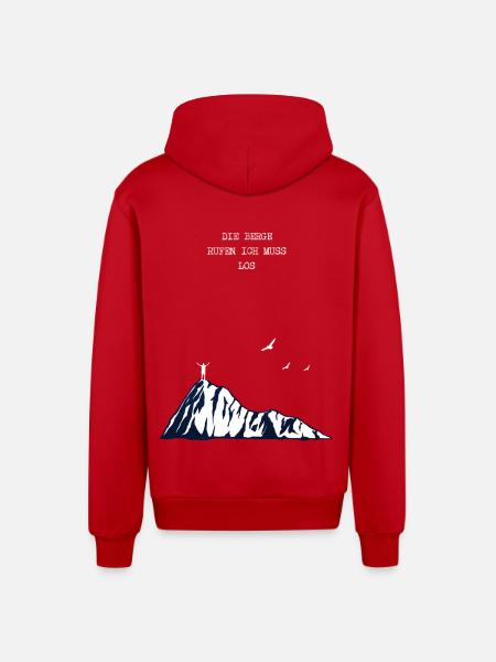 Wandern Minimalistisch - Organic Relaxed Kapuzenjacke Made in EU - Rot