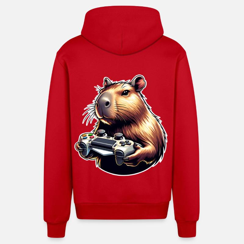 Jeux Capybara - Veste à capuche bio décontractée fabriquée en UE - rouge