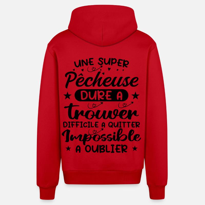 Une Super Pêcheuse - Cadeau pecheuse - Veste à capuche bio décontractée fabriquée en UE - rouge