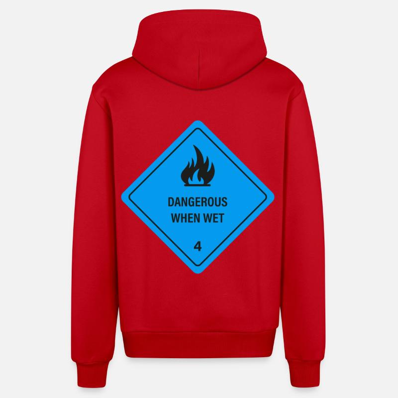 Humide et en feu ! - Veste à capuche bio décontractée fabriquée en UE - rouge