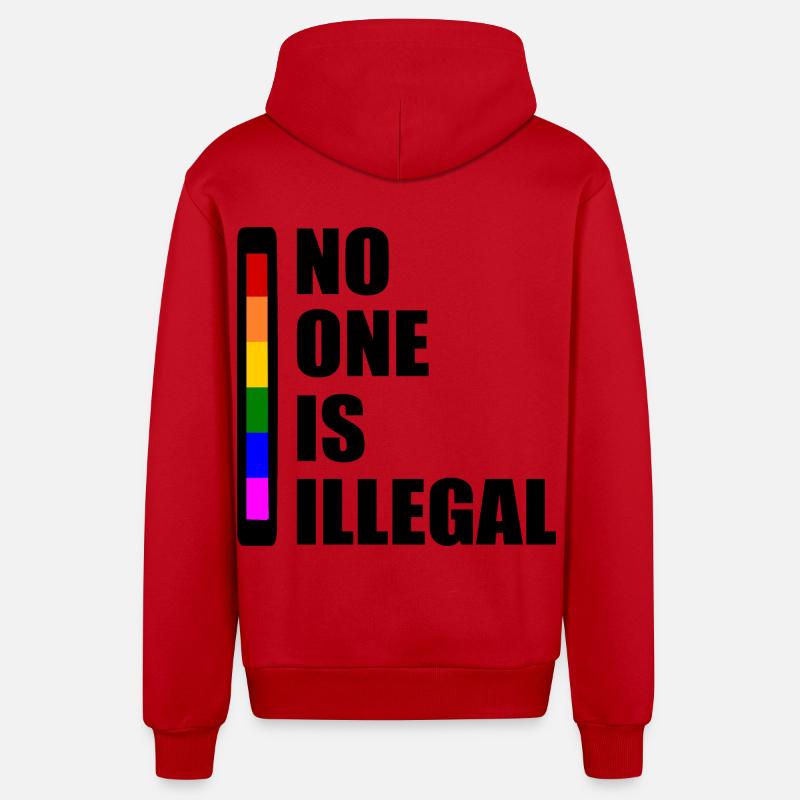 No one is illegal - Veste à capuche bio décontractée fabriquée en UE - rouge