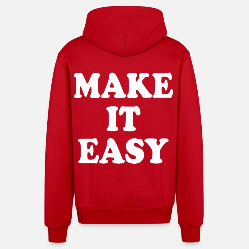 Make it easy - Veste à capuche bio décontractée fabriquée en UE - rouge