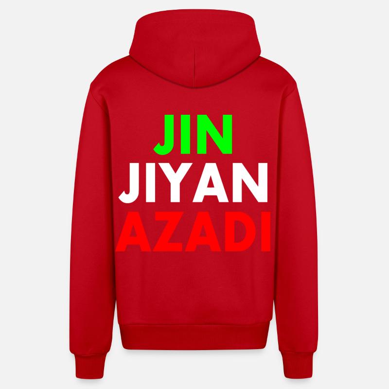 jin jiyan azadi - Veste à capuche bio décontractée fabriquée en UE - rouge