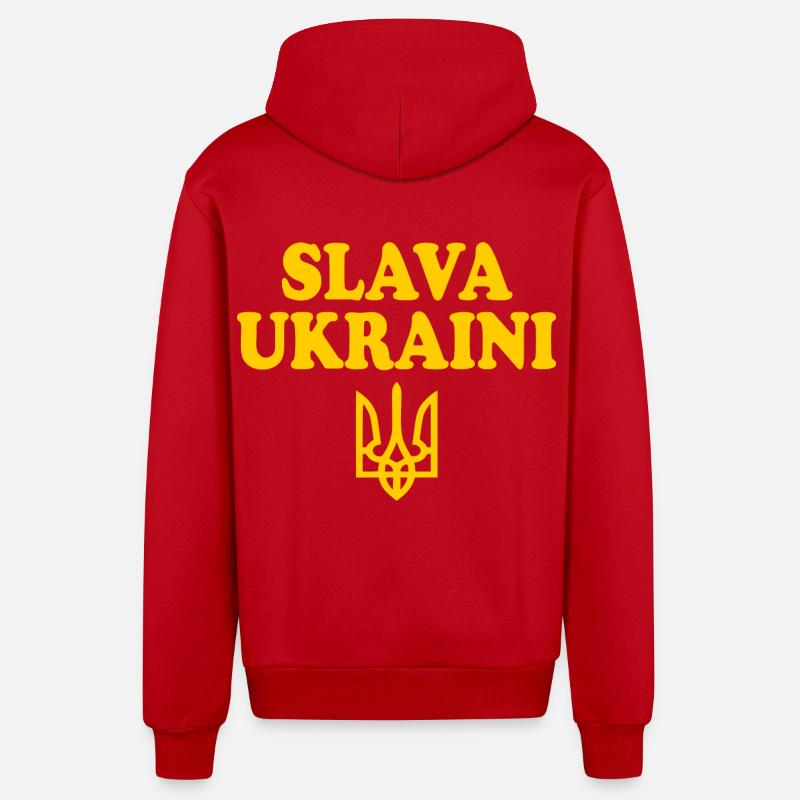 Ukraine - Veste à capuche bio décontractée fabriquée en UE - rouge