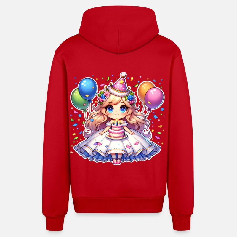 Anniversaire Princesse - Veste à capuche bio décontractée fabriquée en UE - rouge