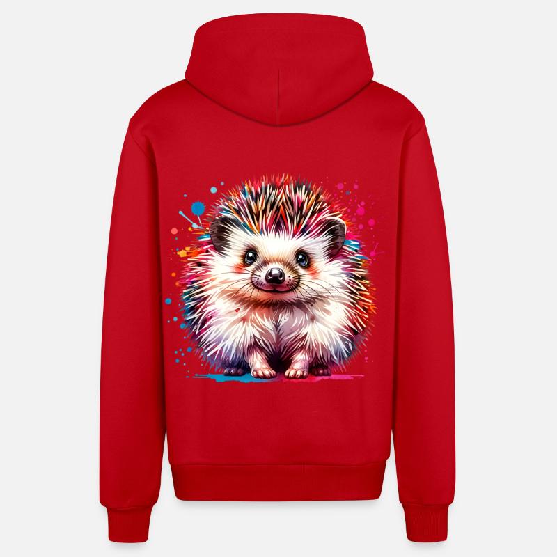 Hérisson - Veste à capuche bio décontractée fabriquée en UE - rouge