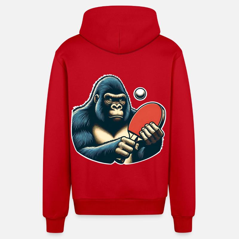 Ping-pong - Veste à capuche bio décontractée fabriquée en UE - rouge
