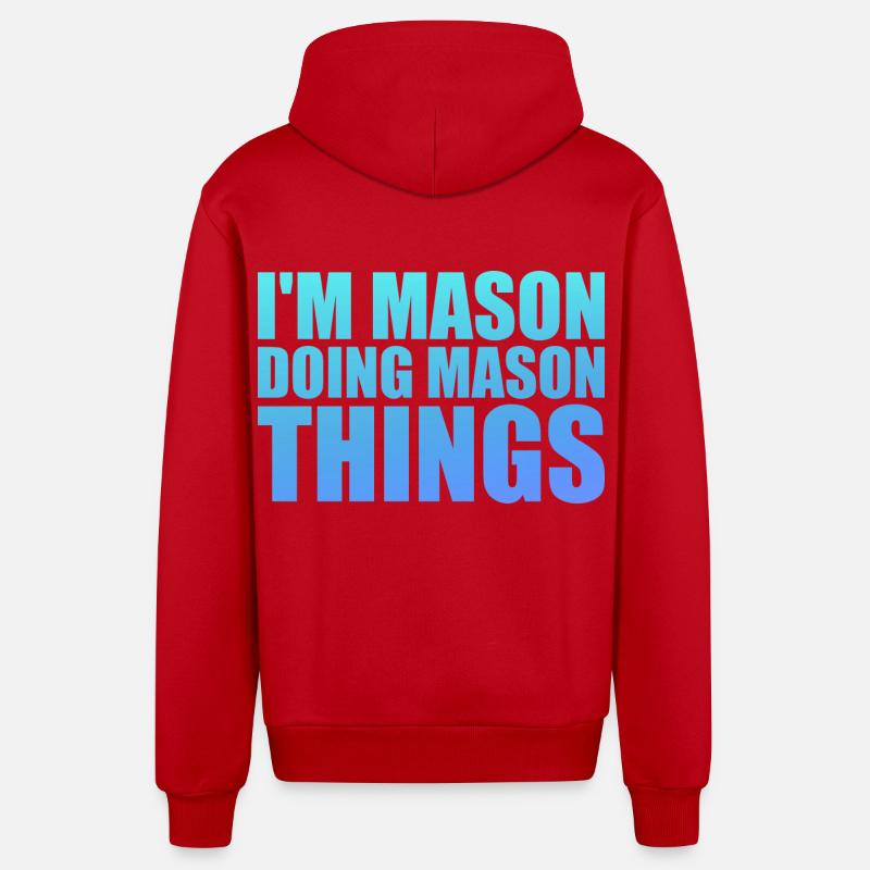 I'm Mason Doing Mason Things - Organic Relaxed Hooded Jacket Made in EU - red